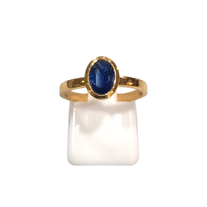 Bague Tanzanite Ovale Facetté Argent 925 Plaqué Or "Vermeil" Taille 52+