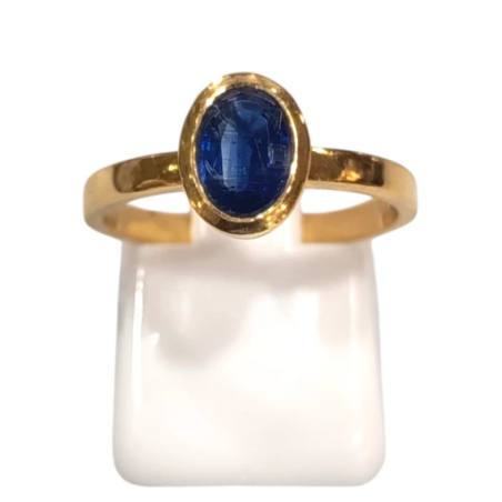 Bague Tanzanite Ovale Facetté Argent 925 Plaqué Or "Vermeil" Taille 52+