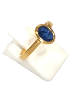 Bague Tanzanite Ovale Facetté Argent 925 Plaqué Or Taille 52+