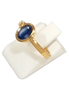 Bague Tanzanite Ovale Facetté Argent 925 Plaqué Or Taille 52+
