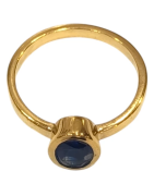 Bague Tanzanite Ovale Facetté Argent 925 Plaqué Or "Vermeil" Taille 52+