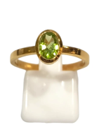 Bague Péridot Ovale Facetté Argent 925 Plaqué Or "Vermeil" Taille 59