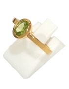 Bague Péridot Ovale Facetté Argent 925 Plaqué Or Taille 59