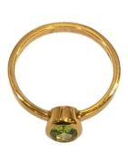 Bague Péridot Ovale Facetté Argent 925 Plaqué Or Taille 59