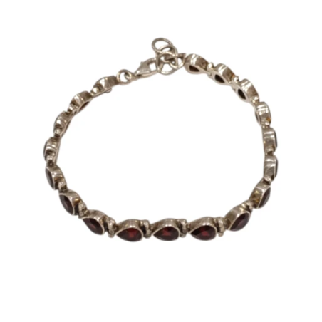 Bracelet Grenat Goutte Facetté Argent 925