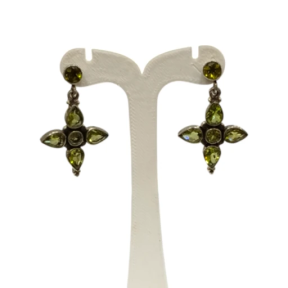 Boucles Péridot Goutte et Rond Facetté Etoile Argent 925