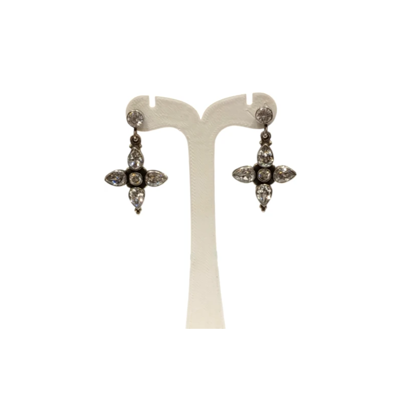 Boucles Saphir Blanc Goutte et Rond Facetté Etoile Argent 925