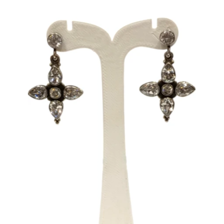 Boucles Saphir Blanc Goutte et Rond Facetté Etoile Argent 925