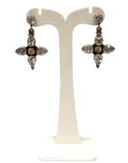 Boucles Saphir Blanc Goutte et Rond Facetté Etoile Argent 925