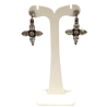Boucles Saphir Blanc Goutte et Rond Facetté Etoile Argent 925