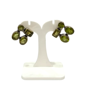 Boucles Péridot Rectangulaire Ovale et Ronde Facetté Argent 925