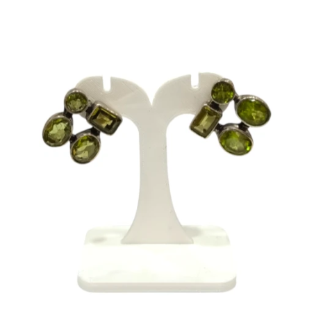 Boucles Péridot Rectangulaire Ovale et Ronde Facetté Argent 925