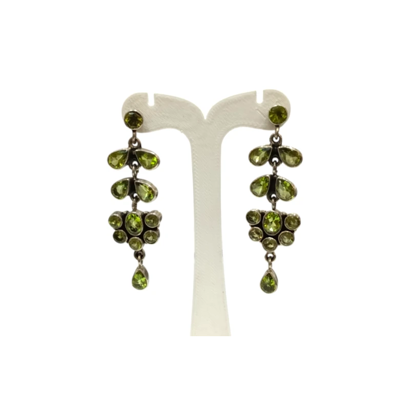 Boucles Péridot Goutte Ovale et Rond Facetté Argent 925