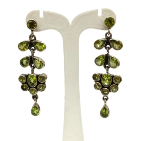 Boucles Péridot Goutte Ovale et Rond Facetté Argent 925