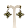 Boucles Péridot Rond Facetté Trèfle à 4 Feuilles Argent 925
