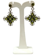 Boucles Péridot Rond Facetté Trèfle à 4 Feuilles Argent 925