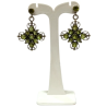 Boucles Péridot Rond Facetté Trèfle à 4 Feuilles Argent 925