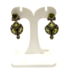 Boucles Péridot Navette Carré et Rond Facetté Argent 925