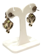 Boucles Péridot Navette Carré et Rond Facetté Argent 925