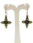 Boucles Péridot Goutte et Rond Facetté Etoile Pendent Argent 925