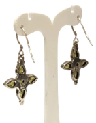 Boucles Péridot Goutte et Rond Facetté Etoile Pendent Argent 925