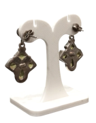 Boucles Péridot Carré Goutte et Rond Facetté Argent 925