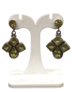Boucles Péridot Carré Goutte et Rond Facetté Argent 925