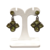 Boucles Péridot Carré Goutte et Rond Facetté Argent 925