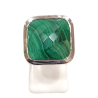 Bague Malachite Carrée Facettée Argent 925 Taille 60