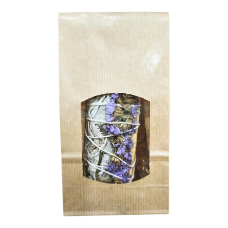 Sauge Blanche Violette et Palo Santo 10 cm ( 35 grammes environ)