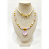 Collier Perles d'Eau Douce Grain de Riz  Cœur Kunzite Perles Quartz Rose  44 cm