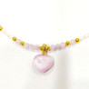 Collier Perles d'Eau Douce Grain de Riz  Cœur Kunzite Perles Quartz Rose  44 cm