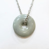 Pendentif Sugilite Grise Donut 2 cm sur Chaîne Acier 44 cm