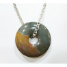 Pendentif Sugilite Grise et Marron Donut 2 cm sur Chaîne Acier 44 cm