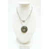 Pendentif Sugilite Marron Foncé Donut 2 cm sur Chaîne Acier 44 cm