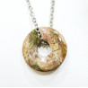 Pendentif Sugilite Marron Clair Donut 2 cm sur Chaîne Acier 44 cm