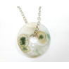 Pendentif Jaspe Océan Vert Clair Donut 2 cm sur Chaîne Acier 44 cm