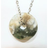 Pendentif Jaspe Océan Vert Clair Donut 2 cm sur Chaîne Acier 44 cm