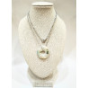 Pendentif Jaspe Océan Vert Clair Donut 2 cm sur Chaîne Acier 44 cm