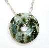 Pendentif Jaspe Océan Vert Donut 2 cm sur Chaîne Acier 44 cm