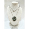 Pendentif Jaspe Océan Vert Donut 2 cm sur Chaîne Acier 44 cm