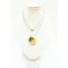Pendentif Jaspe Océan Vert et Jaune Donut 2 cm sur Chaîne Acier 44 cm