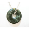 Pendentif Jaspe Océan Vert Foncé Donut 1.8 cm sur Chaîne Acier 44 cm
