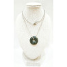 Pendentif Jaspe Océan Vert Foncé Donut 1.8 cm sur Chaîne Acier 44 cm