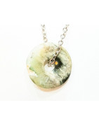 Pendentif Jaspe Océan Vert Clair Donut 1.8 cm sur Chaîne Acier 44 cm