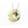 Pendentif Jaspe Océan Vert Clair Donut 1.8 cm sur Chaîne Acier 44 cm