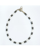 Bracelet Hématite et Perles de Verre avec Fermoir