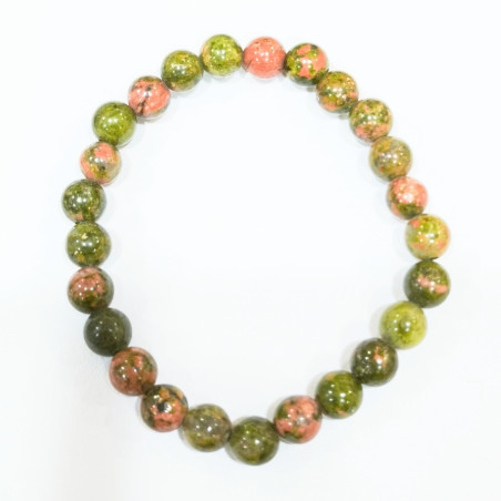 Bracelet Unakite Pierres Rondes 8mm Enfant