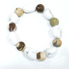 Bracelet Howlite Pierres et Roulées et jaspe Zèbre Marron Mat Pierres Rondes 10mm
