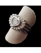 Bague Zirconium Cœur Métal rhodié